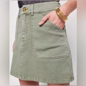 Faherty Organic Cotton Utility Mini Skirt Fatigue Green Women's Size Large